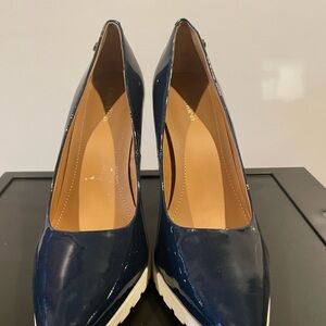 Calvin Klein Women's Dark Blue Patent Leather Heels